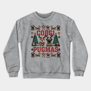 Dog Lover Corgi Pug Corgi Pugmas Merry Christmas Dog Ugly Christmas Sweater Party Crewneck Sweatshirt